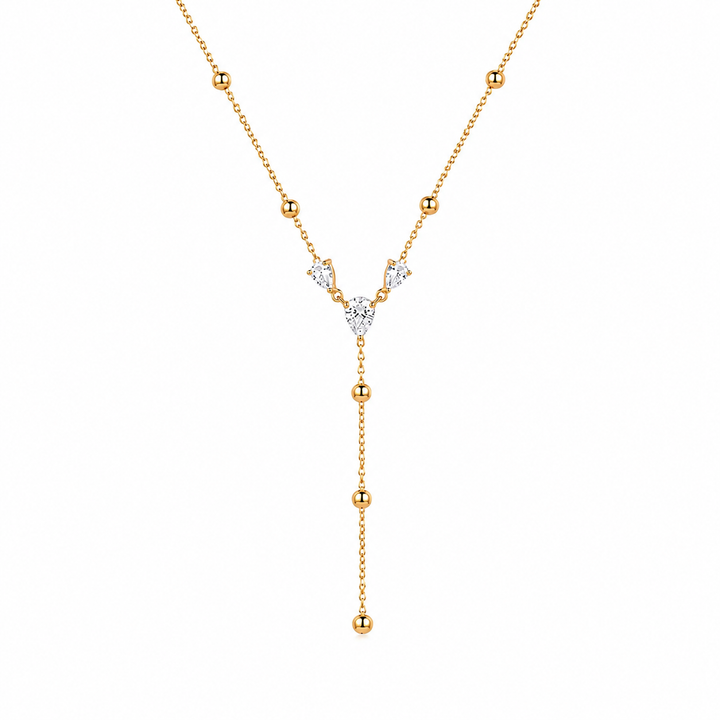 Mia Gold Crystal Lariat Necklace