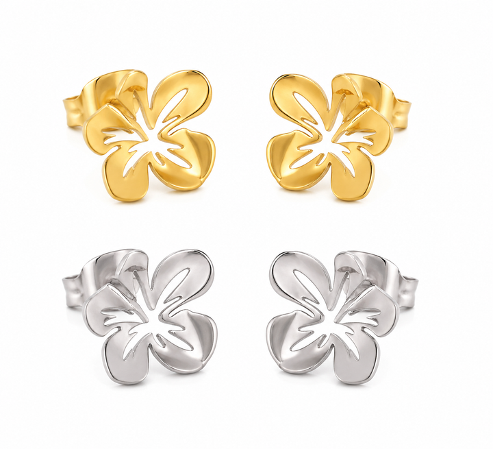 Amapola Gold or Silver Flower Studs