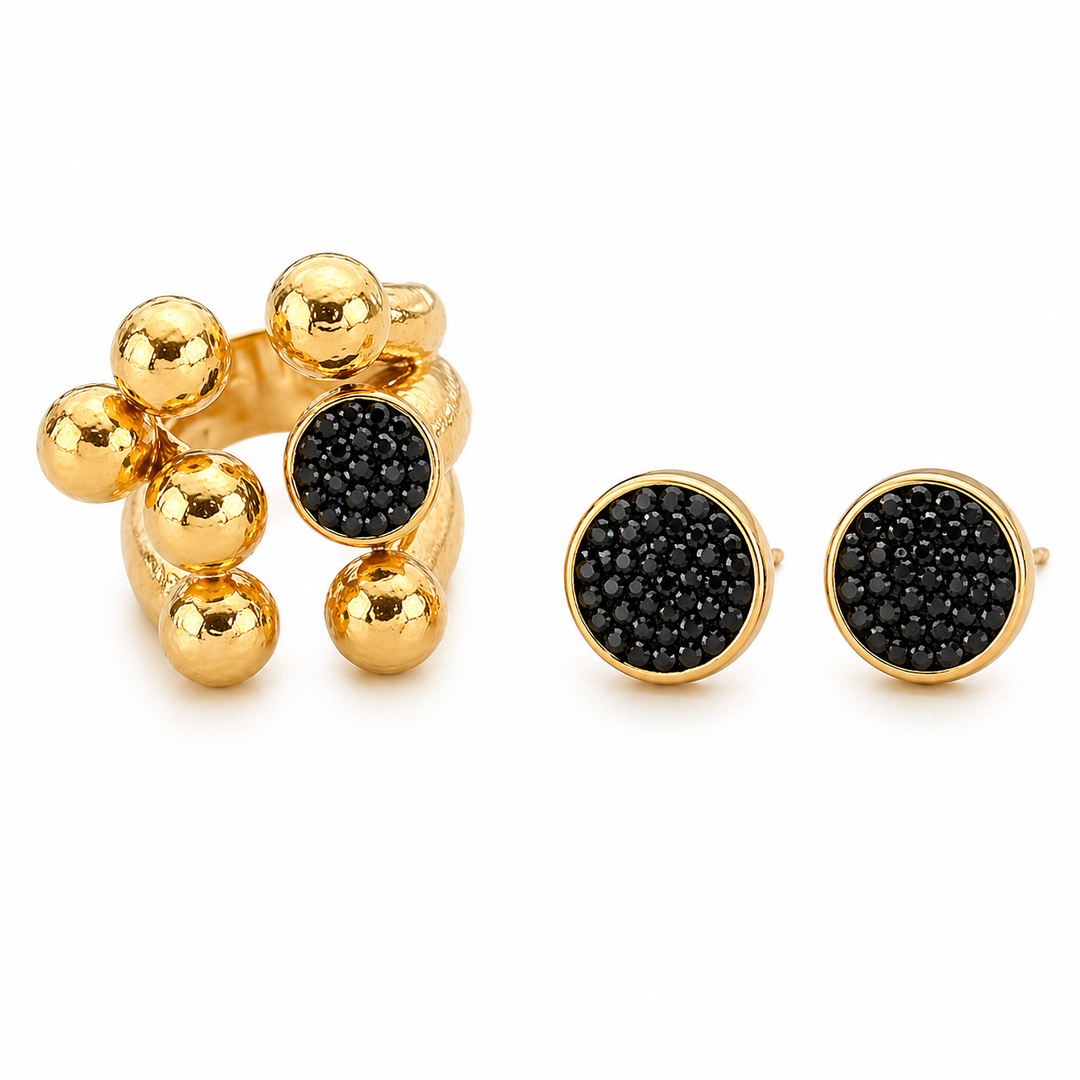 Bianca Gold Earrings And Ring Set