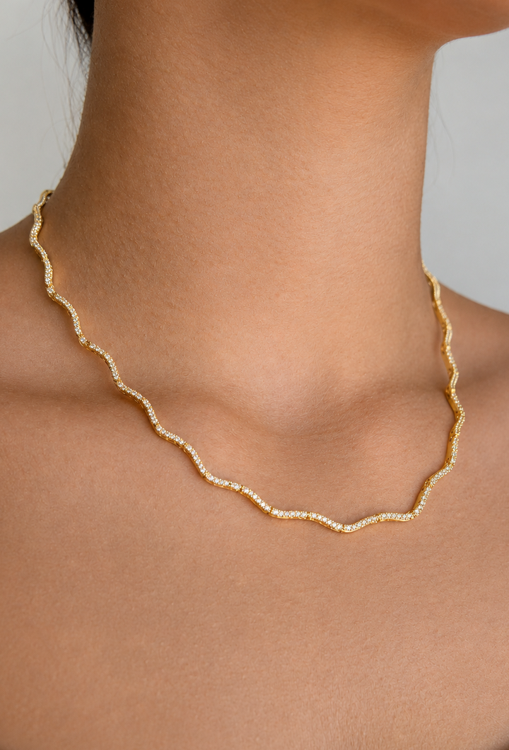 Gold Wave Zircons Necklaces