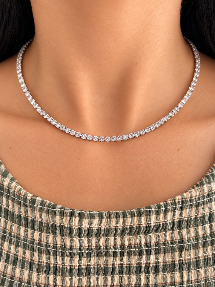 Chloe Silver Crystal Tennis Choker