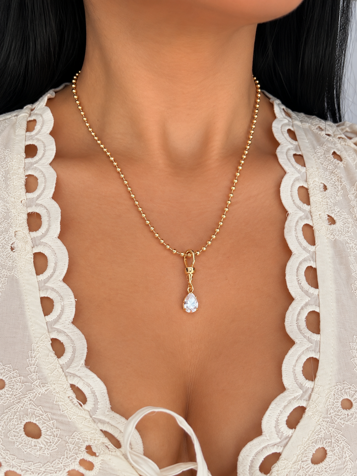 Celeste Gold Teardrop Charm Necklace