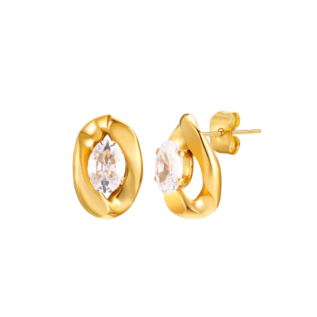 Camil Gold Link And Cubic Zirconia Earring