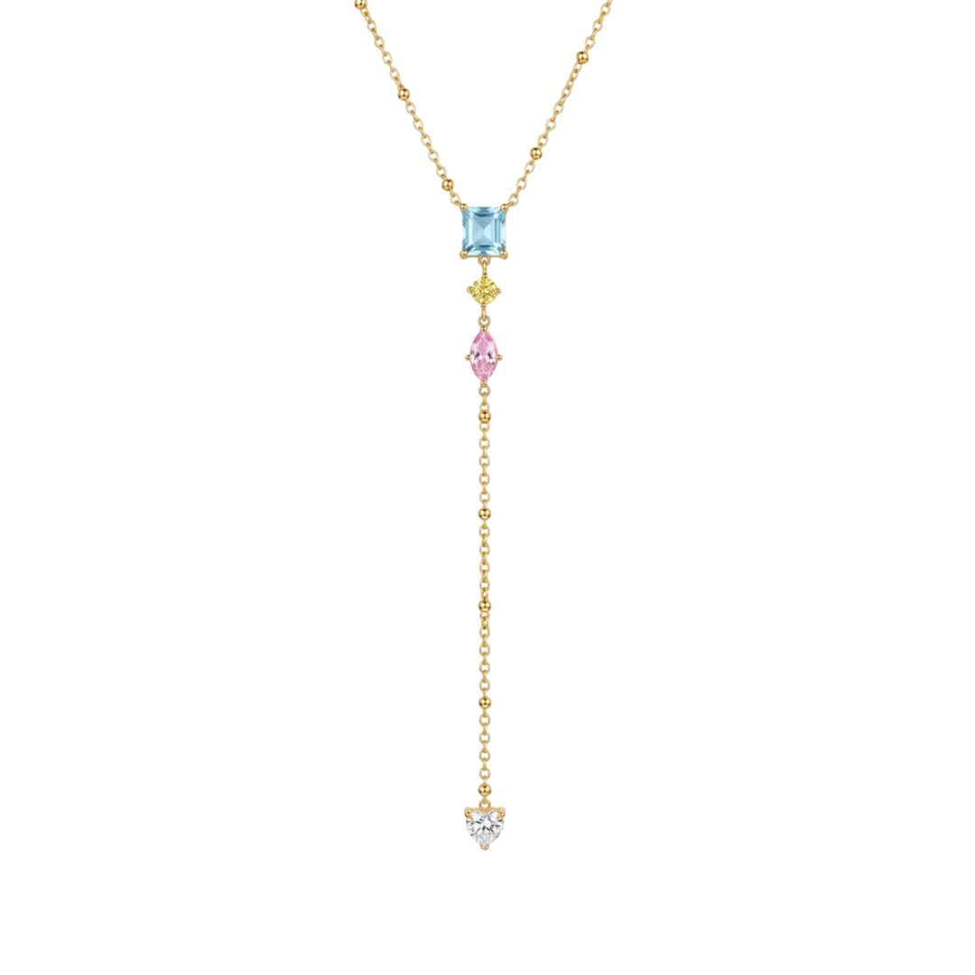 Alessia Gold Multicolor Crystal Y Necklace