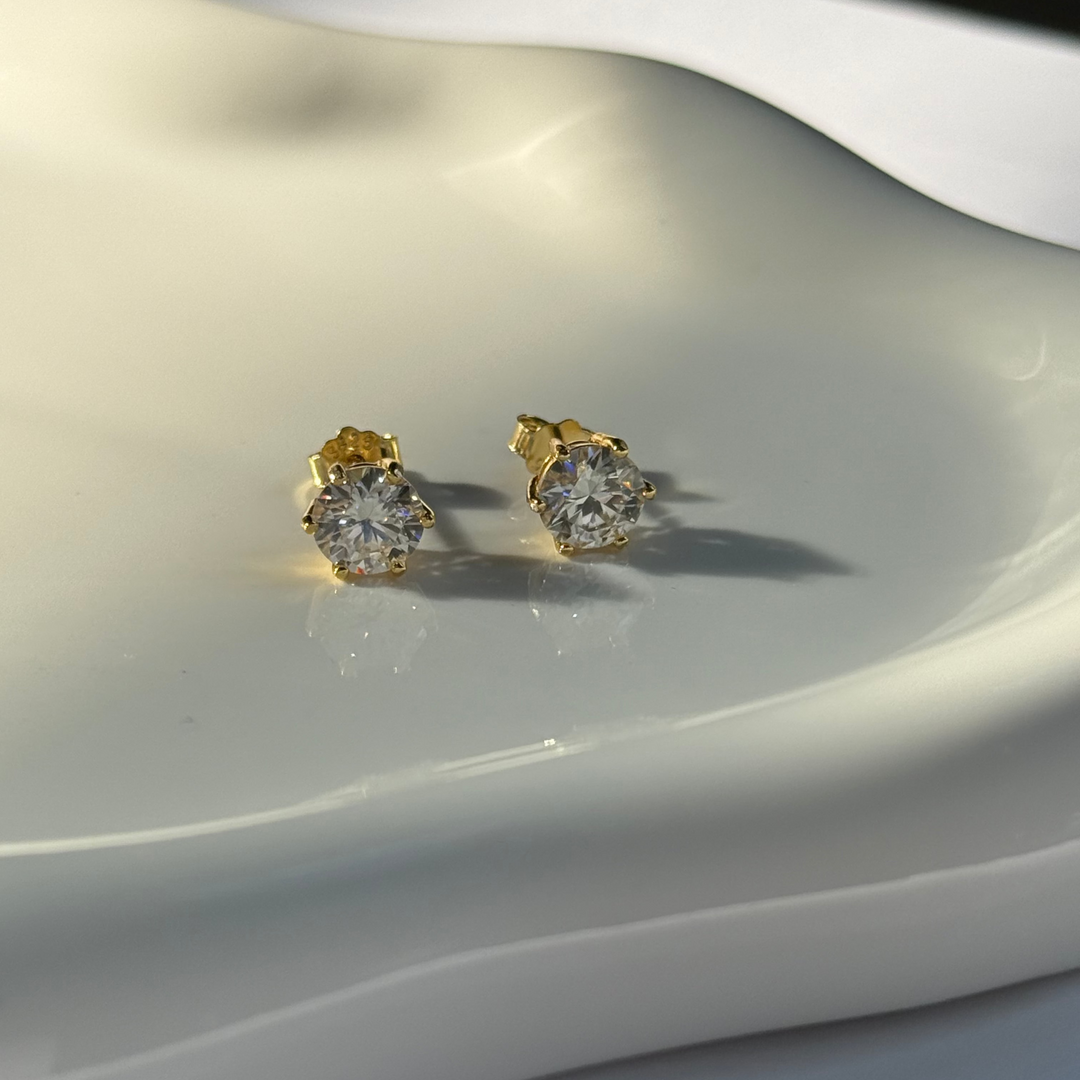 Aurea Gold Moissanite Ear Studs
