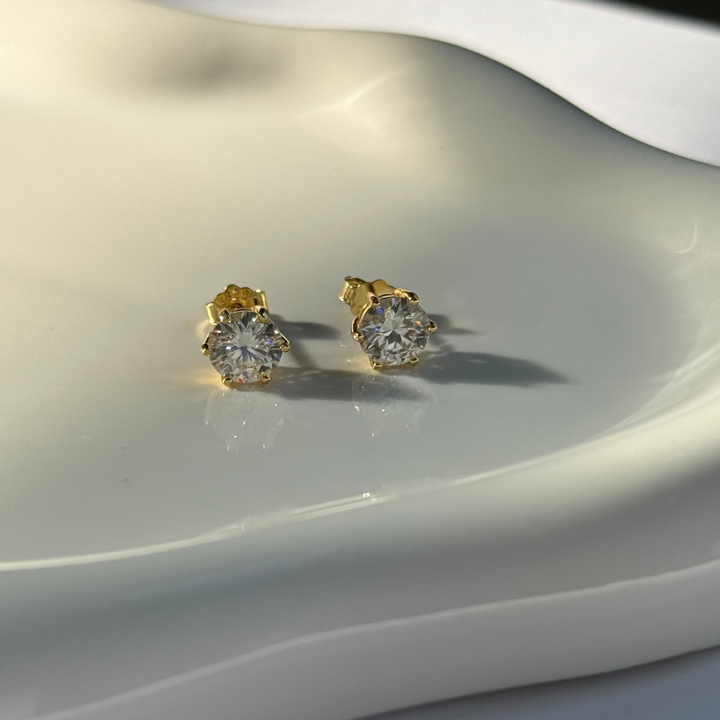 Aurea Gold Moissanite Ear Studs