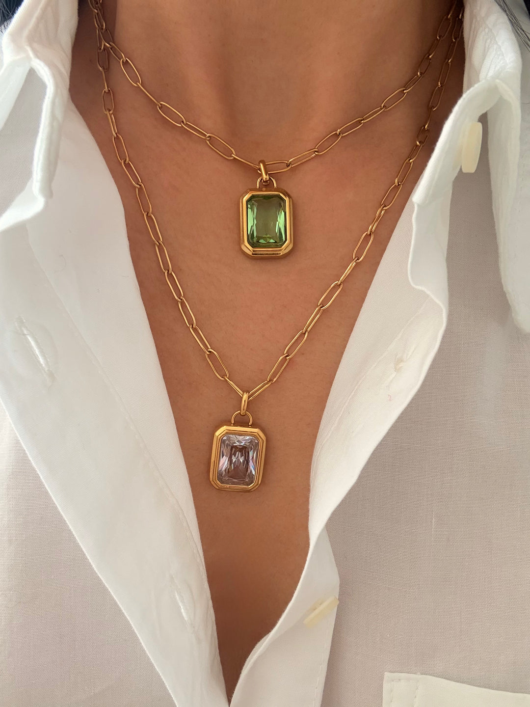 Ella Glass Stone Pendant Necklace