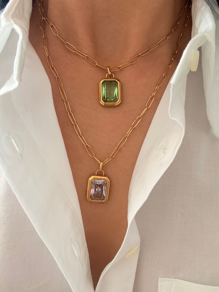 Ella Glass Stone Pendant Necklace