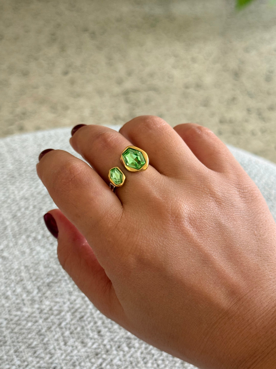 Sea Green Gold Open Ring