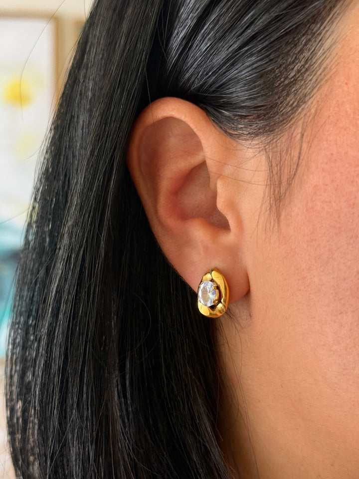 Camil Gold Link And Cubic Zirconia Earring