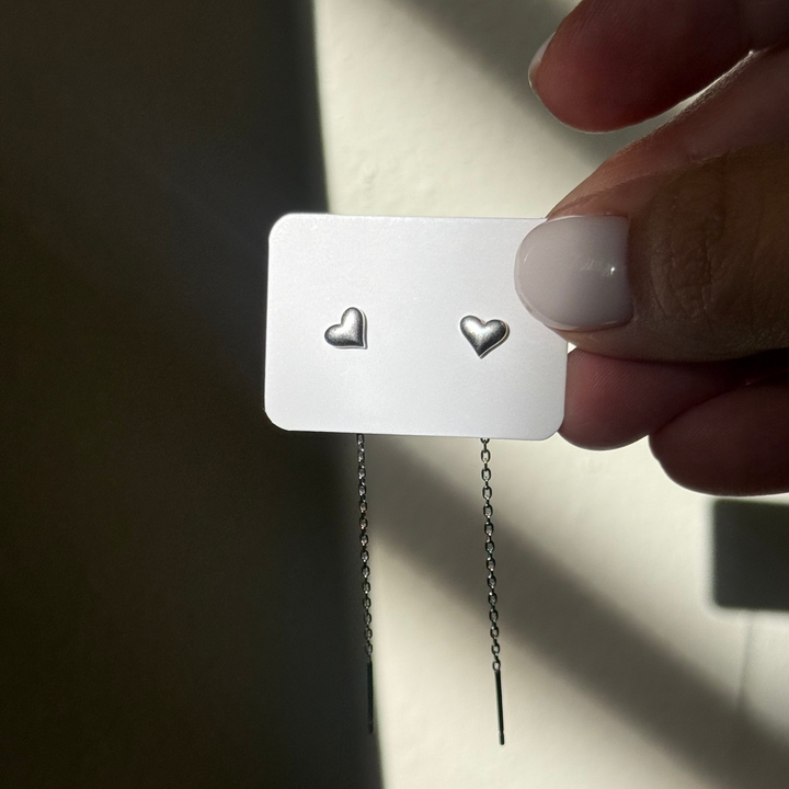 Cute  Silver Heart Line Earrings