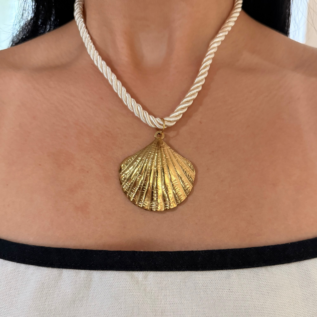 Mar Gold Braided Sea Shell Cord Necklace