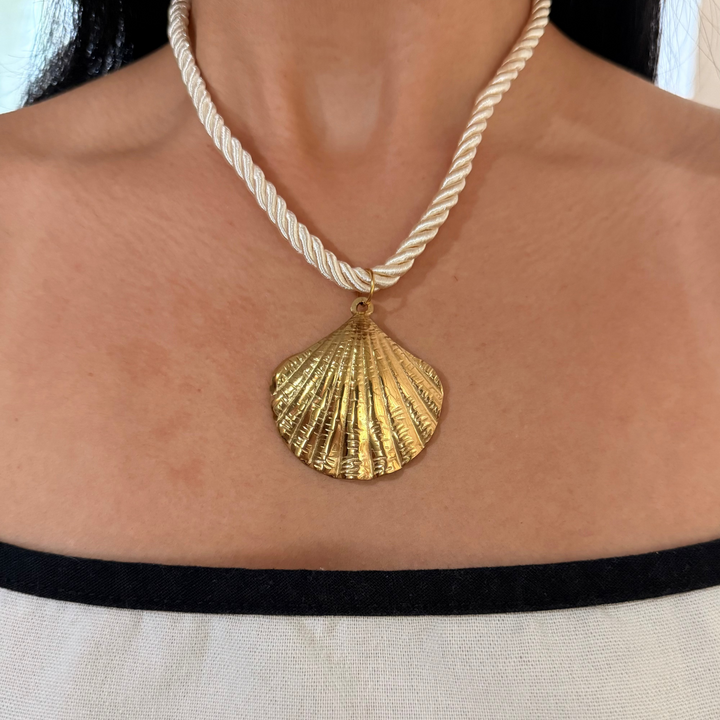 Mar Gold Braided Sea Shell Cord Necklace