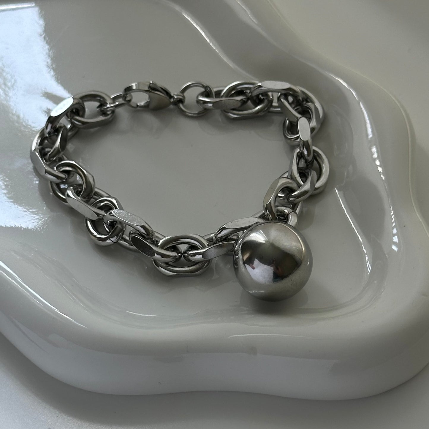 Statement Silver Ball Bracelet