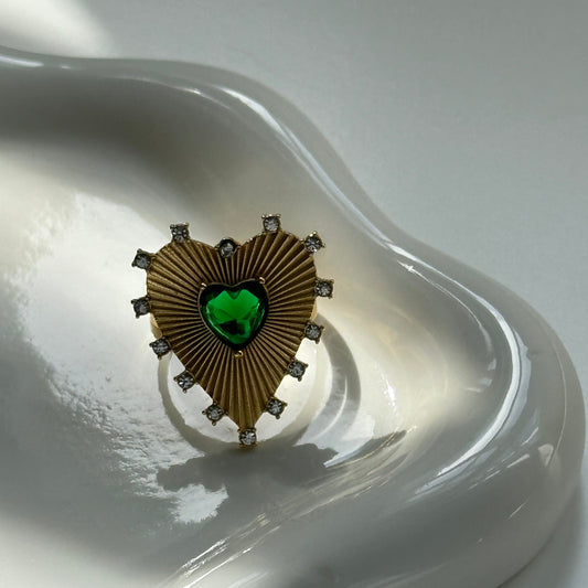 Heart Green Ring