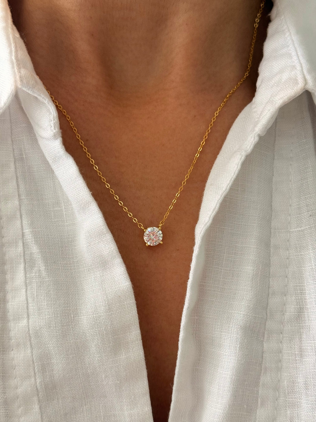 Amelia Moissanite Gold Solitaire Necklace