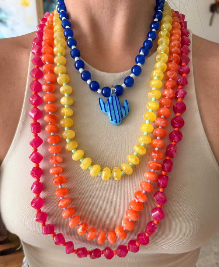 Colorful Cactus Necklaces Resin