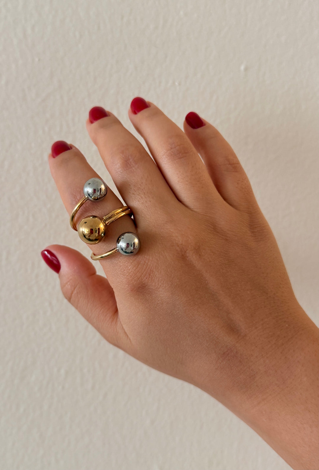 Amelia Two-tone Multisphere Open Ring