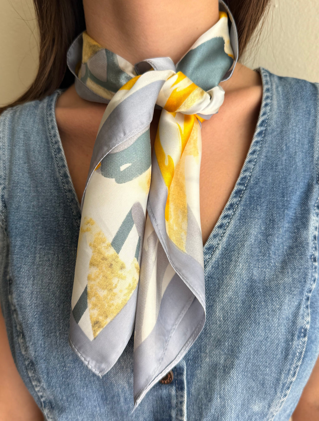 Gray Ocre Floral Scarf