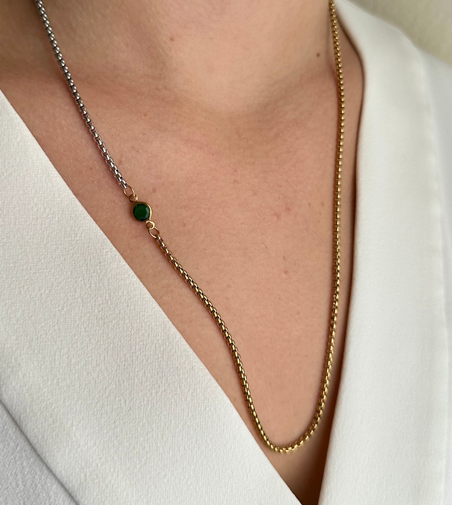 Emerald Two Tone Necklaces