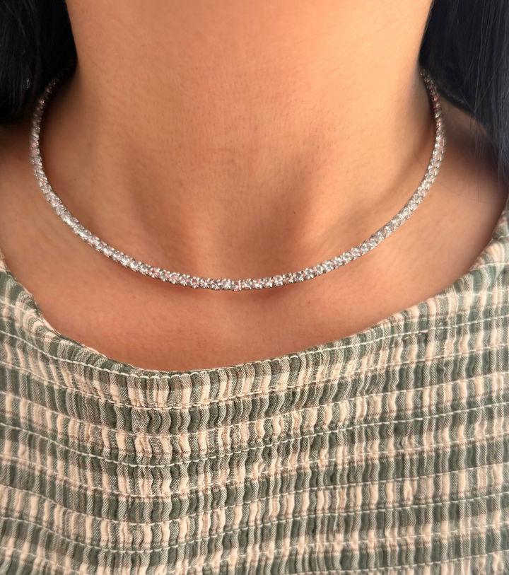 Chloe Silver Crystal Tennis Choker