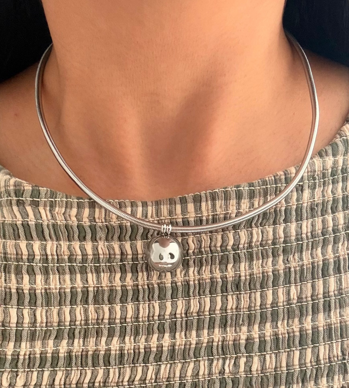 Luna Silver Ball Pendant Necklace