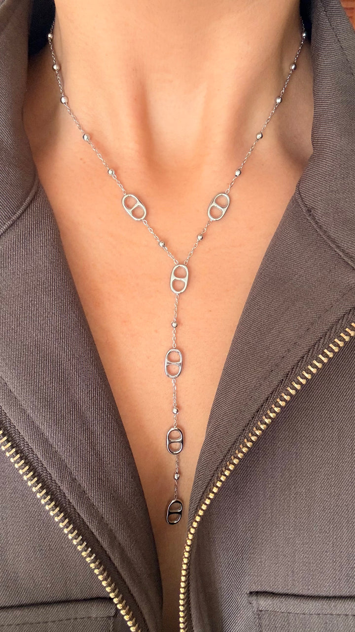 Valeria Silver Link Y Necklace
