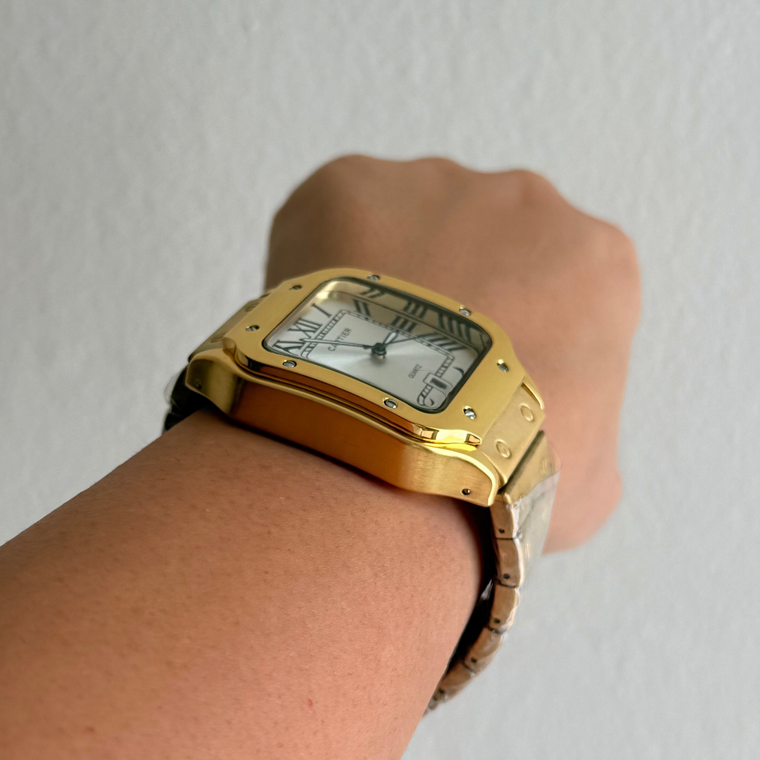 Santos Gold Roman Numeral Unisex Watch