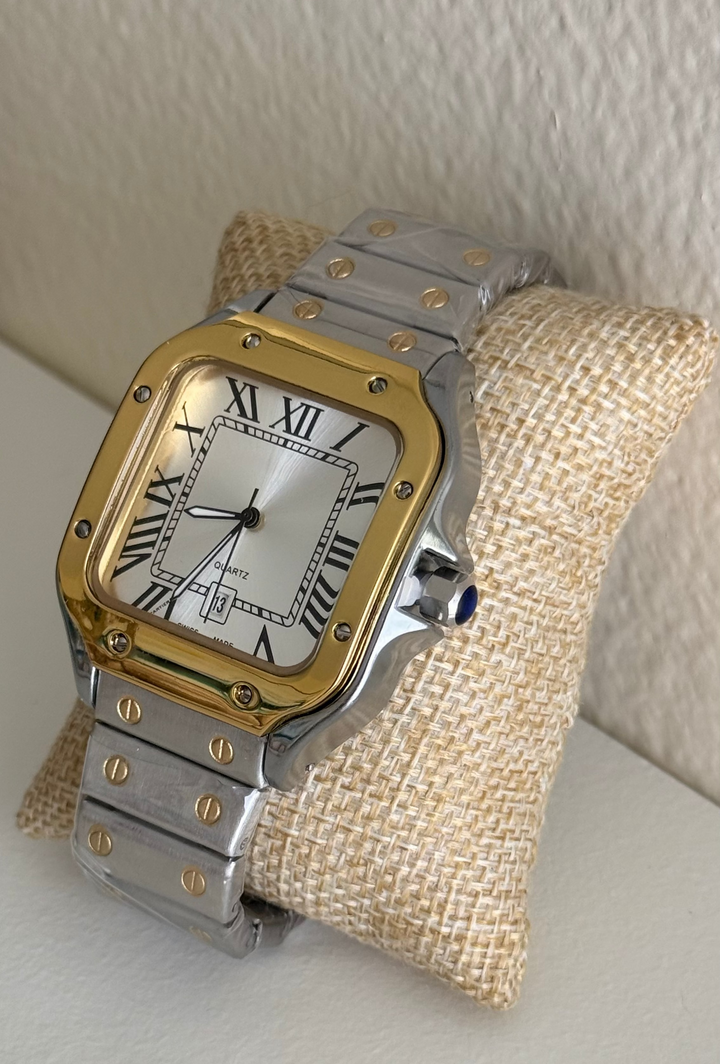Santos Two-Tone Roman Numeral Unisex Watch