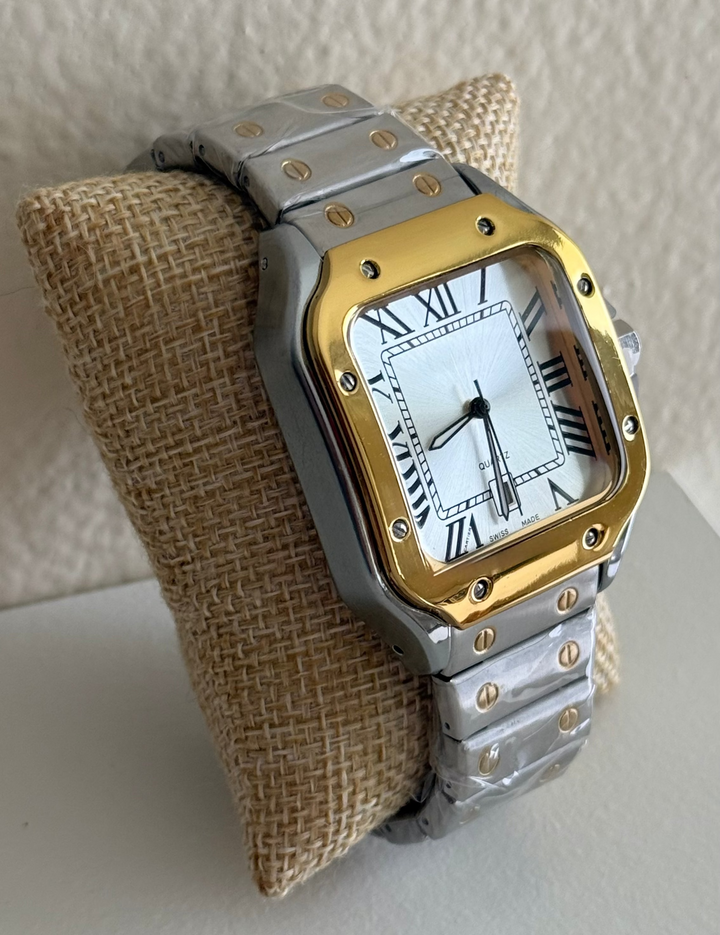 Santos Two-Tone Roman Numeral Unisex Watch