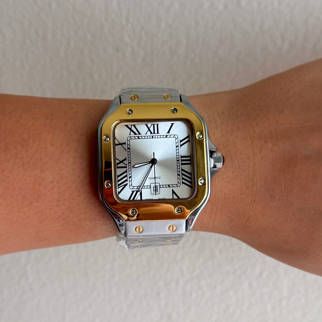 Santos Two-Tone Roman Numeral Unisex Watch