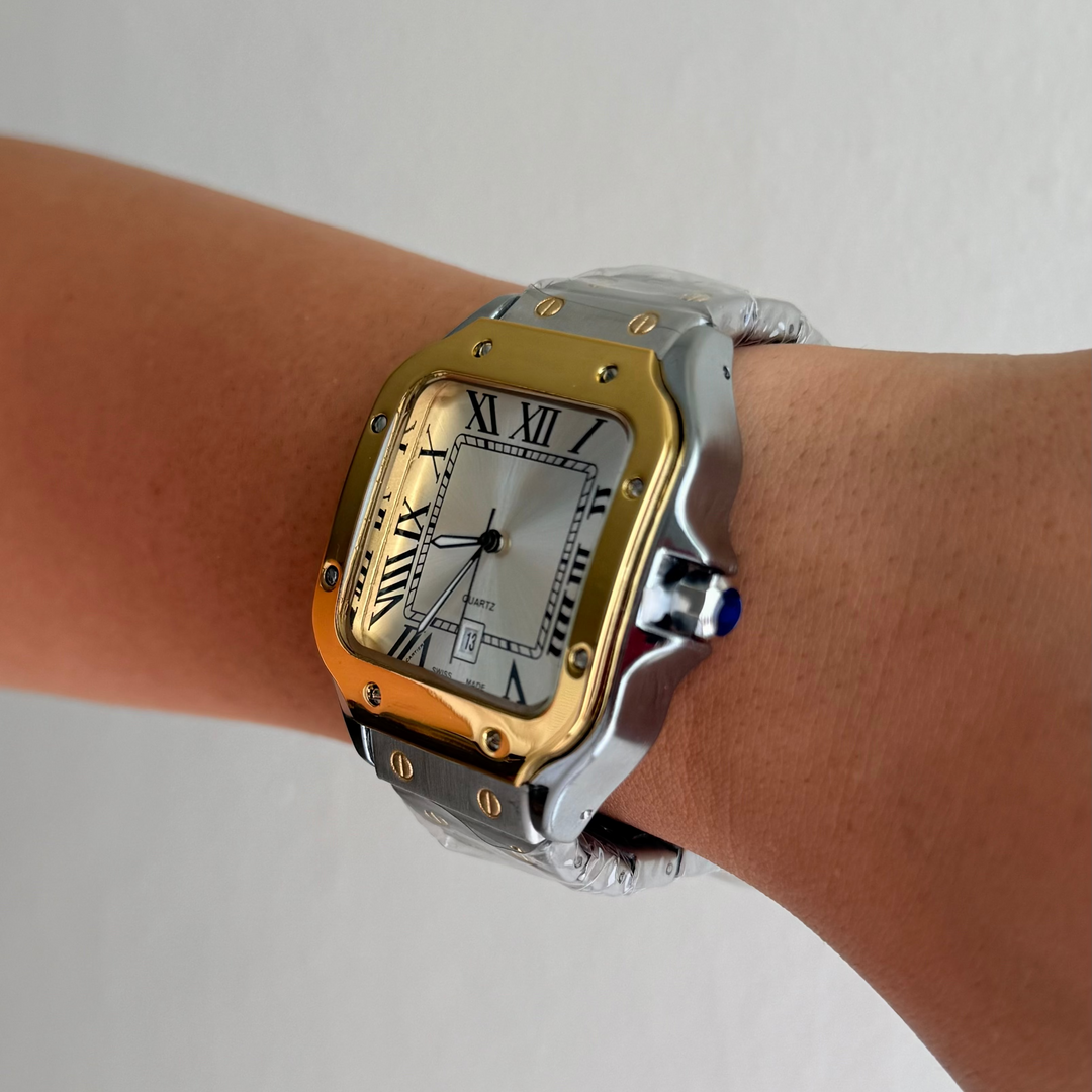 Santos Two-Tone Roman Numeral Unisex Watch