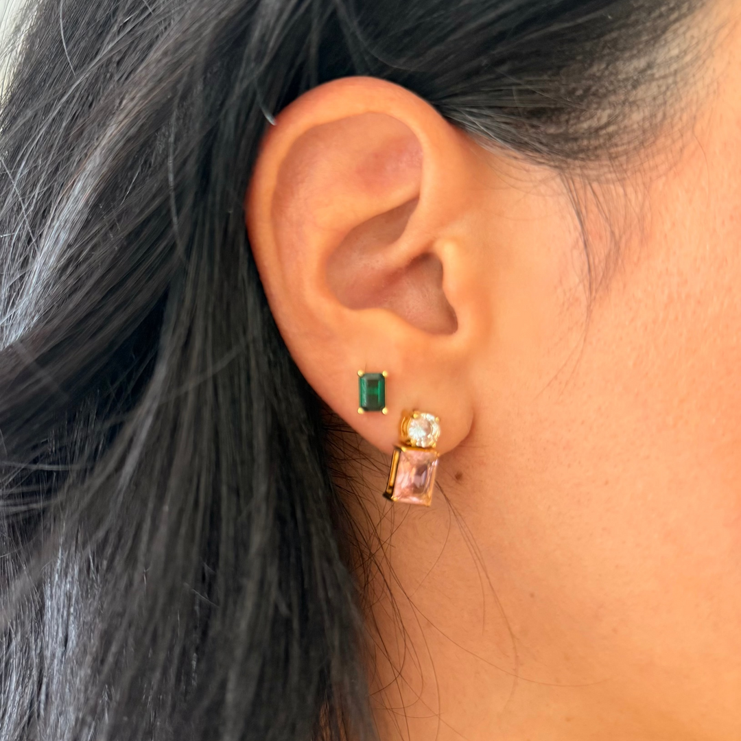 Pendientes de circonita rosa Ileana