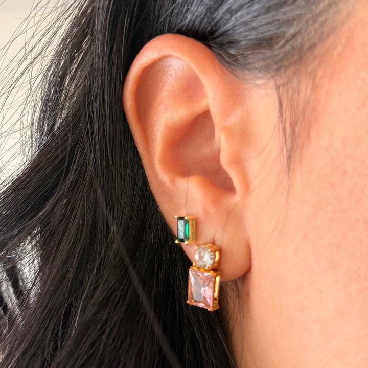 Pendientes de circonita rosa Ileana