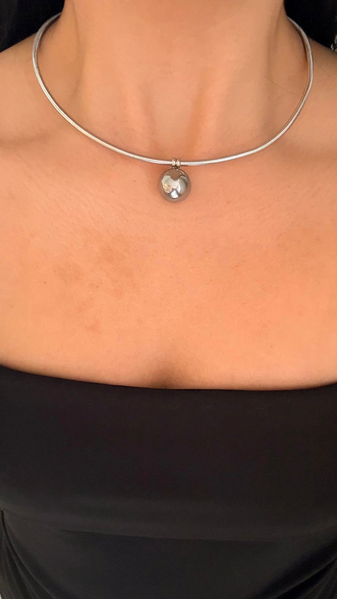 Luna Silver Ball Pendant Necklace