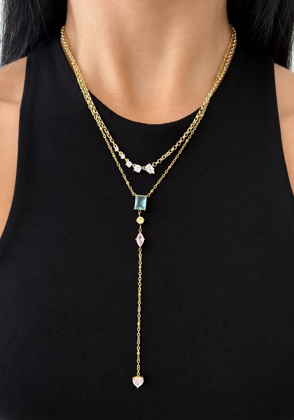 Adriana Gold Crystal Drop Necklace
