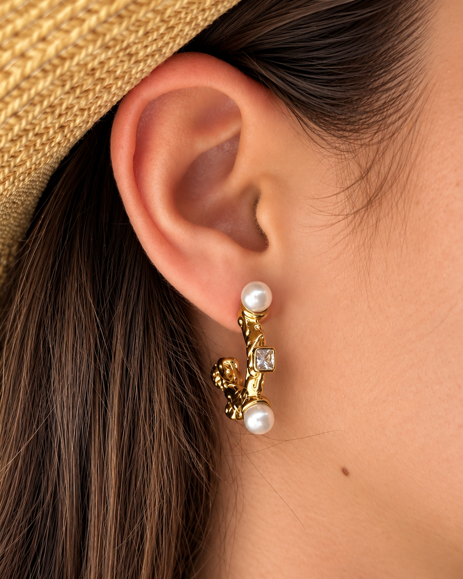 Bella Pearl Hoop Earrings