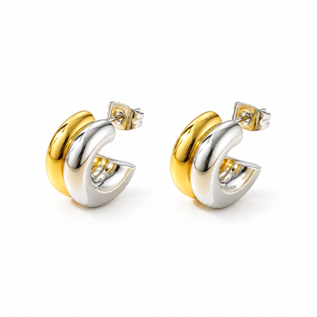 Stella Two-tone Hoops Huggies