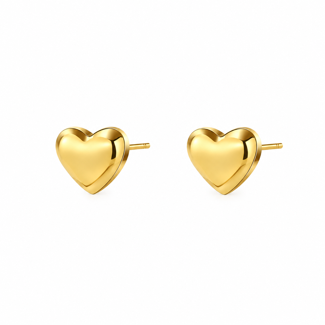Lila Gold Heart Studs
