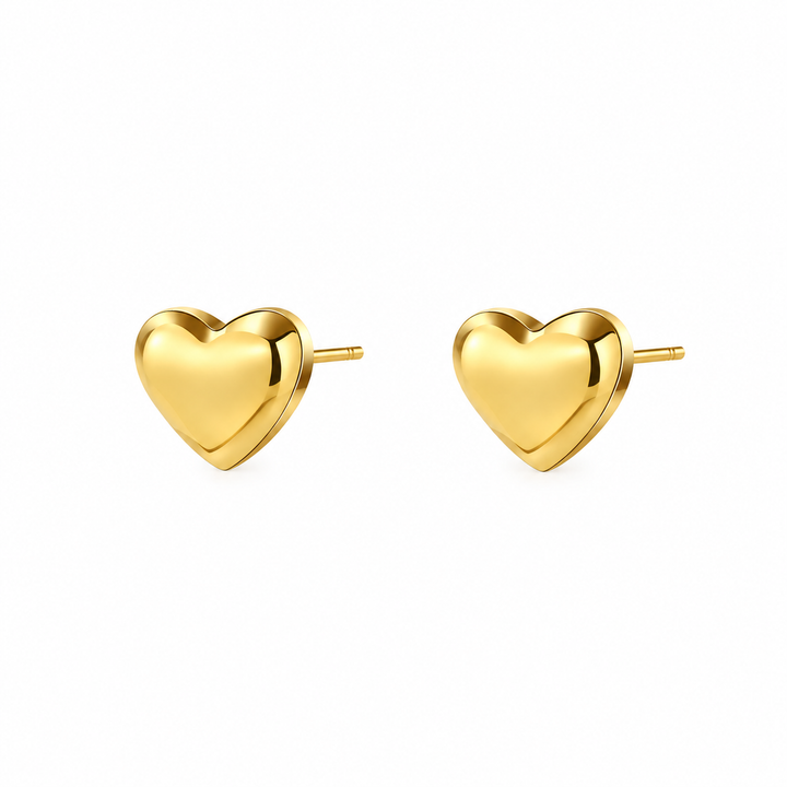 Lila Gold Heart Studs