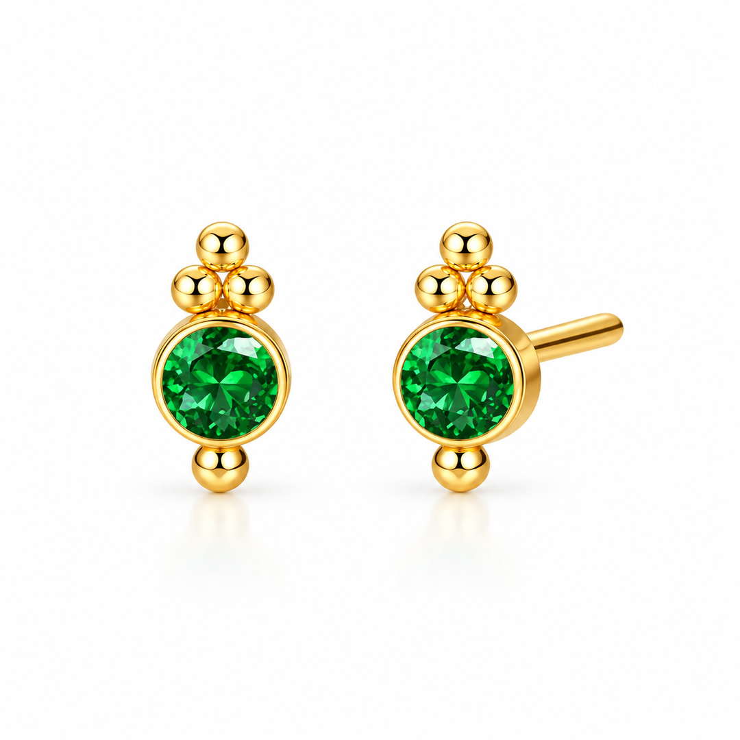 Isy Green Crown-type Studs