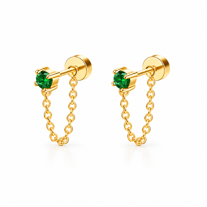 Hazel Classic Green Studs Chains