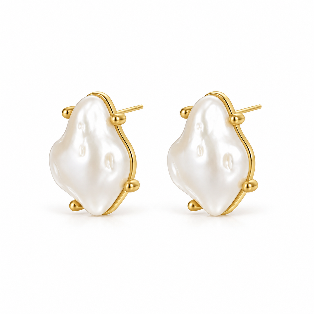 Lara Gold Pearl Studs