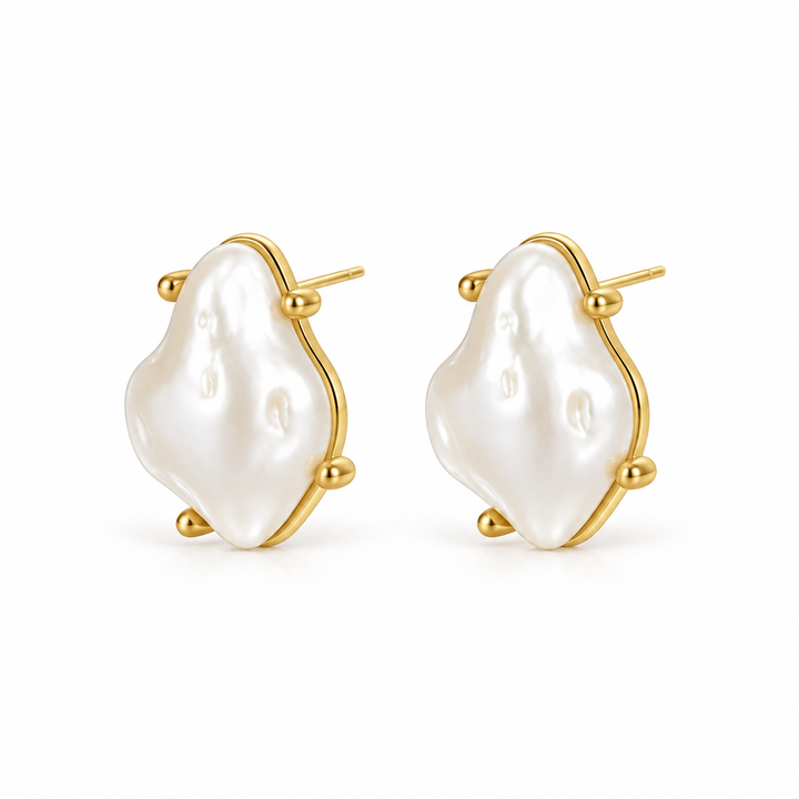 Lara Gold Pearl Studs