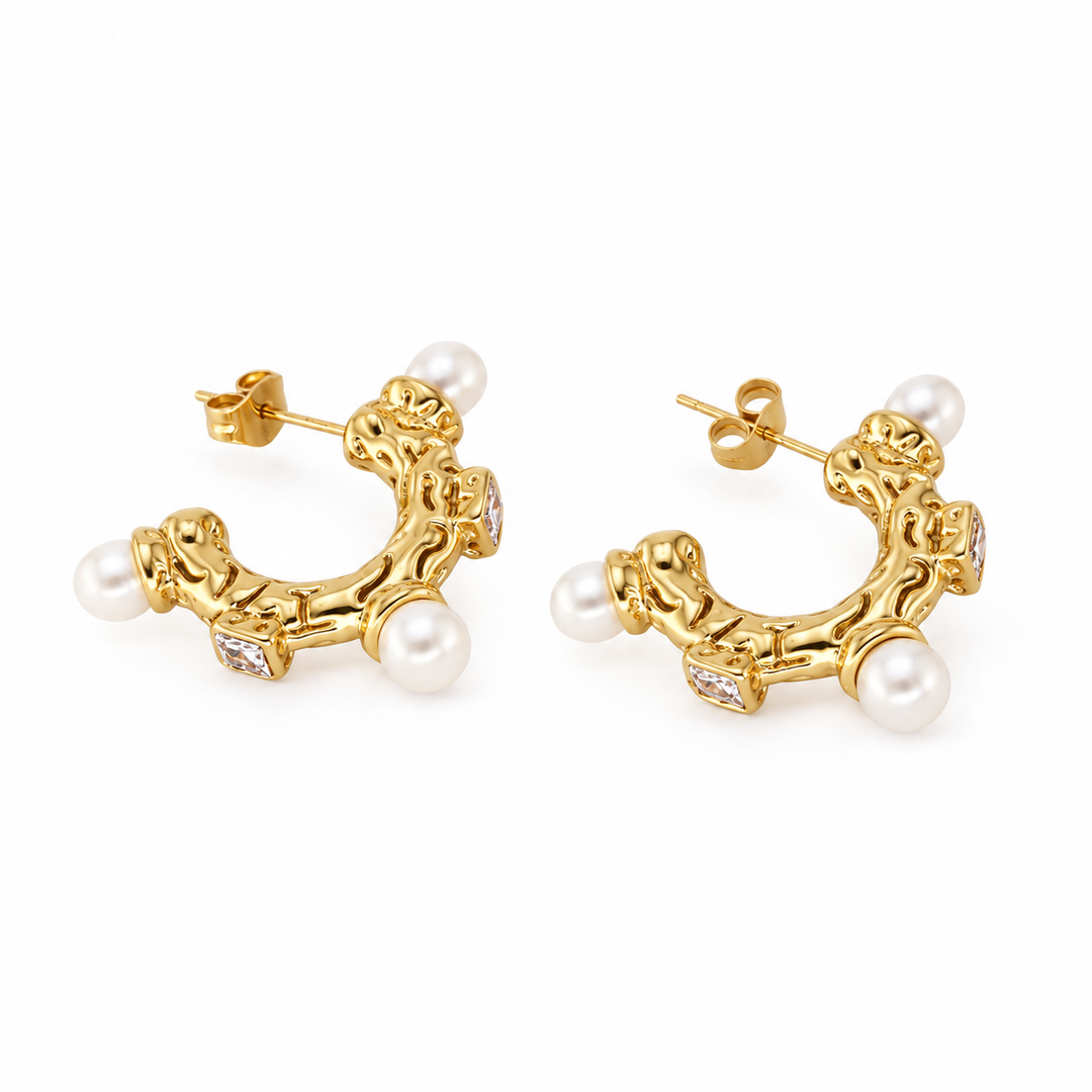 Bella Pearl Hoop Earrings