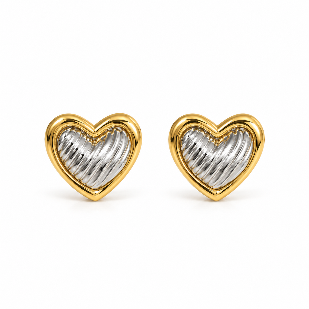 Amora Two-tone Heart Studs
