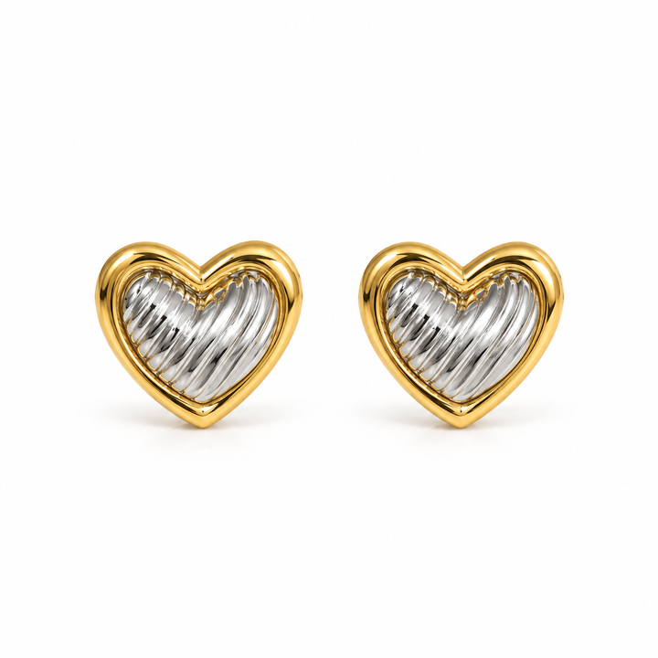 Amora Two-tone Heart Studs