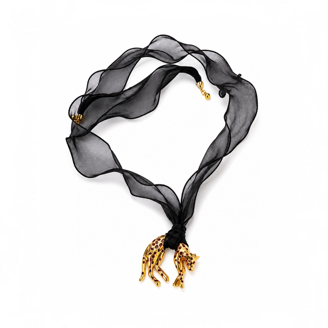 Victoria Black Leopard Scarf Necklace