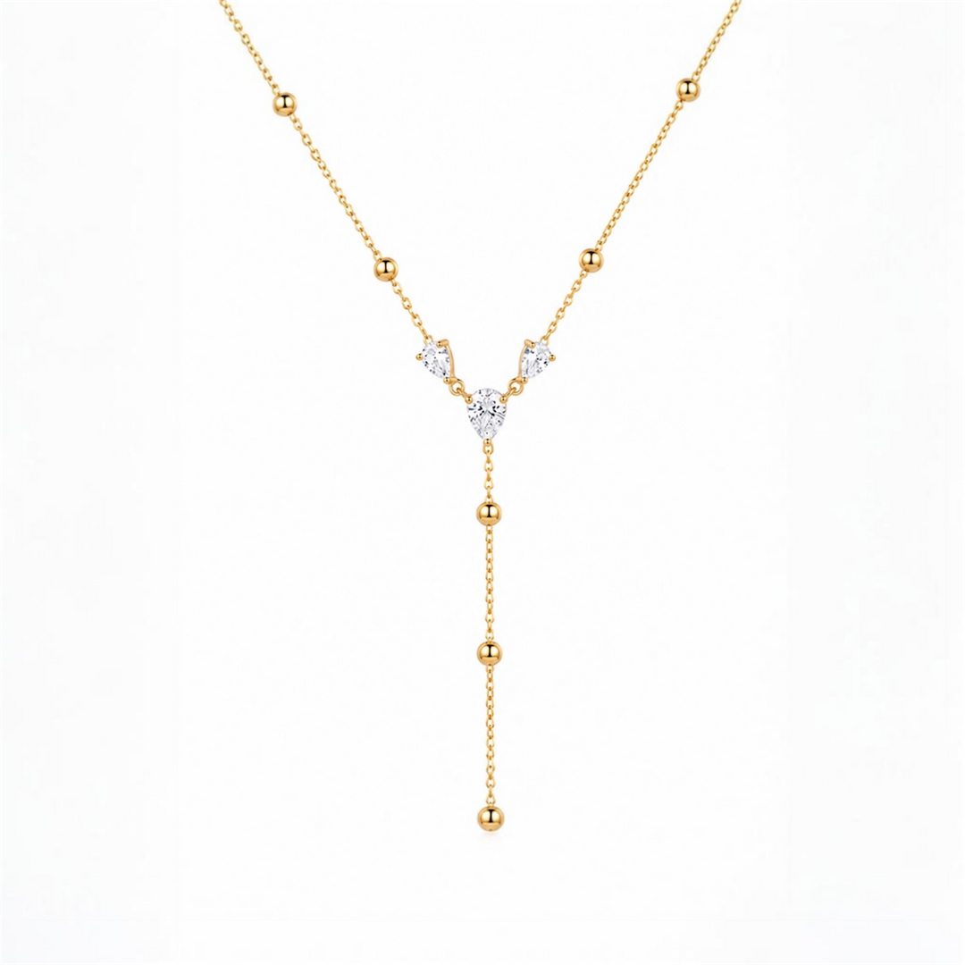 Mia Gold Crystal Lariat Necklace