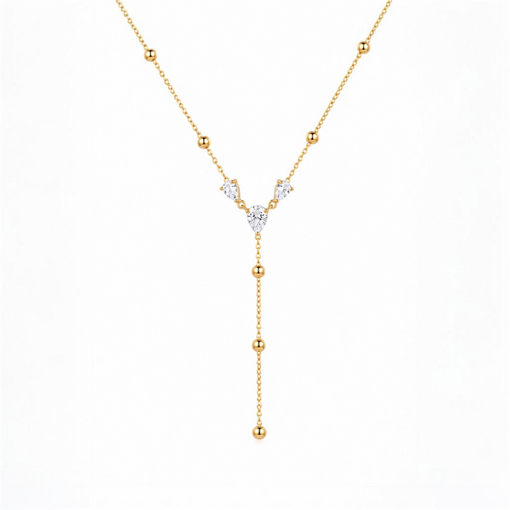 Mia Gold Crystal Lariat Necklace